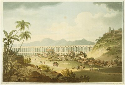 Arcos de Carioco, or Grand Aqueduct in Rio de Janeiro, plate 5 from 